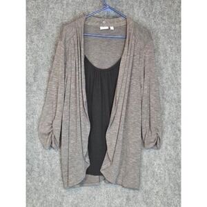 Kim Rogers Curvy‎ Gray Cardigan Duster Top with Black Tank 3X Women Casual Chic